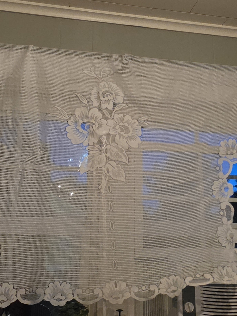 Sheer White Floral Lace Curtain Panel - Set Of 4